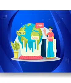 Illustration of a person pointing at a globe dripping paint, labeled 