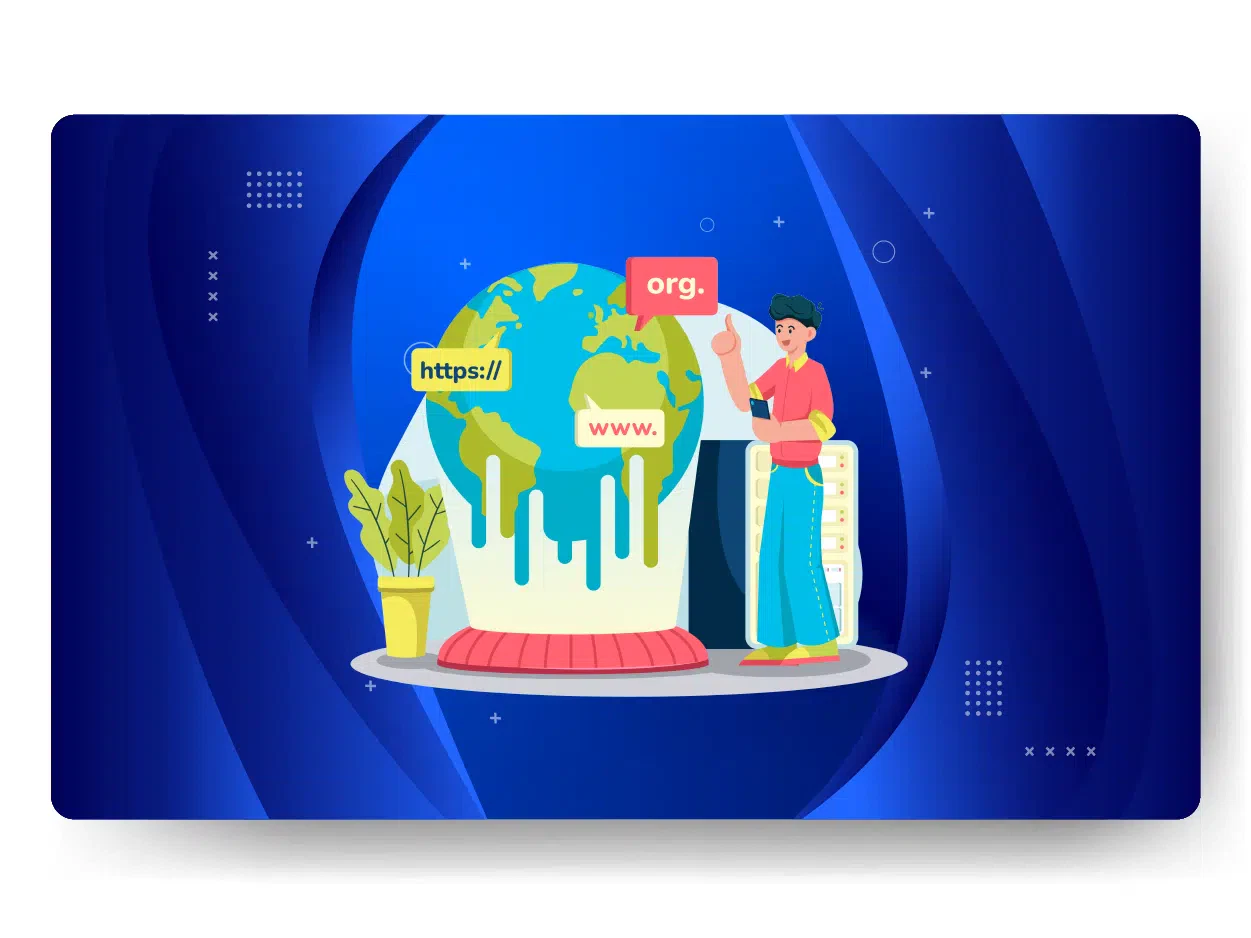 Illustration of a person pointing at a globe dripping paint, labeled