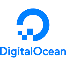 The DigitalOcean logo showcases a stylized blue circle with the company name beneath, representing its innovative managed web hosting services.